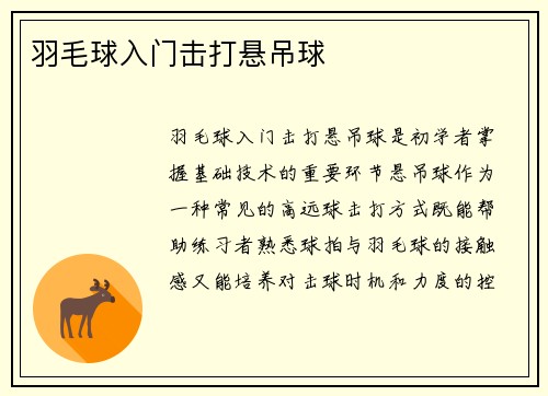 羽毛球入门击打悬吊球